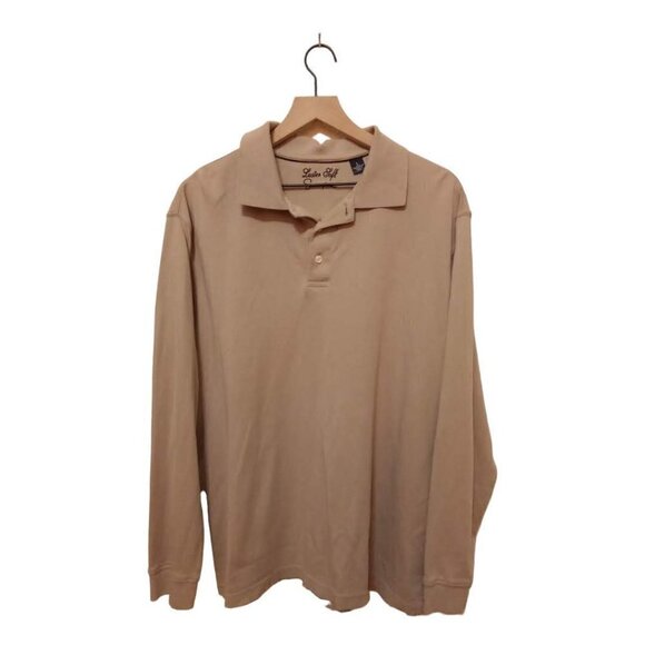 Luster Soft Other - Luster Soft Tan Long Sleeve Half Button Supima Cotton Polo Shirt Sz L